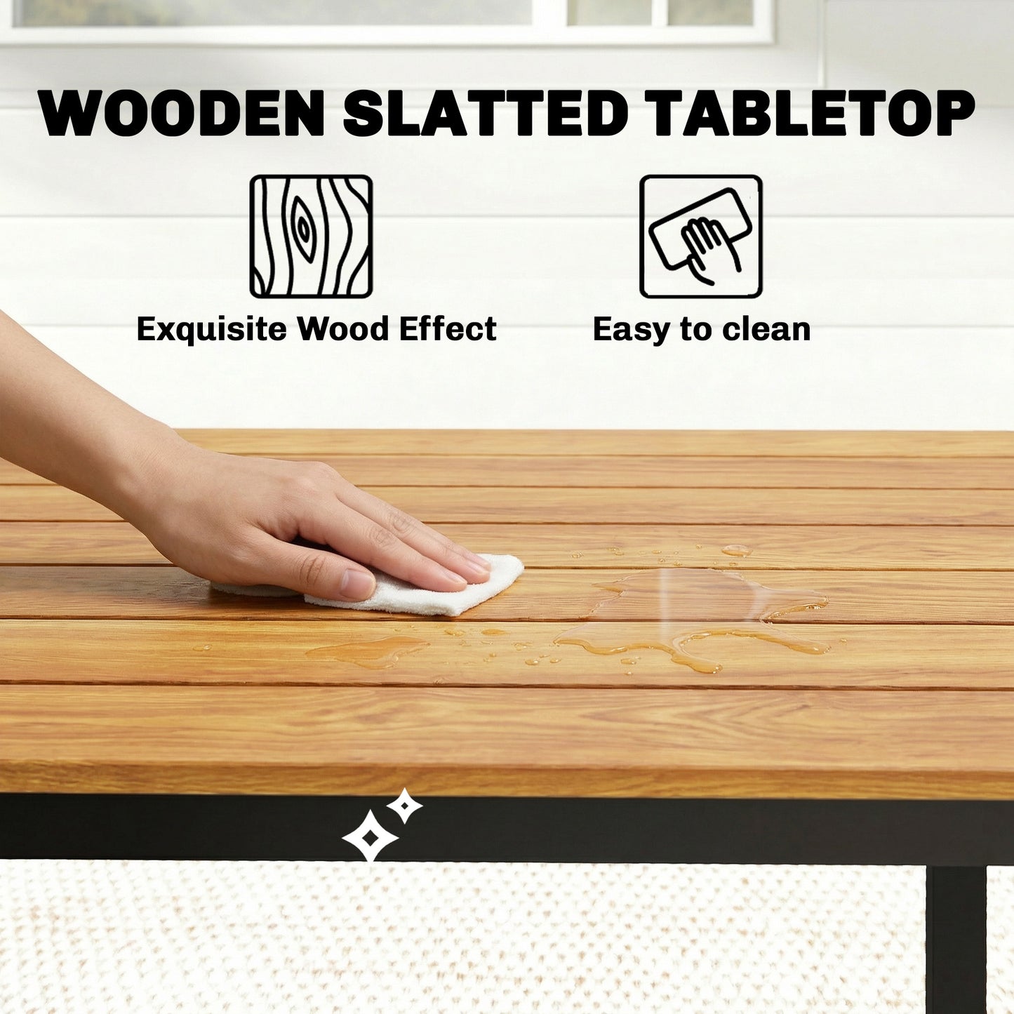 180 x 86 cm Garden Dining Table for 6-8 Person, Teak