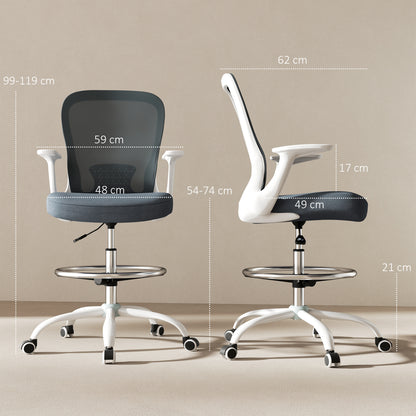 Mesh Draughtsman Chair, Ergonomic Drafting Chair, Grey
