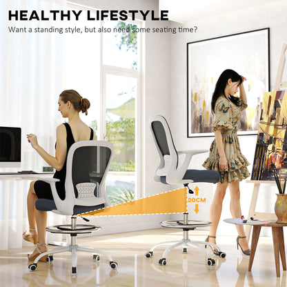 Mesh Draughtsman Chair, Ergonomic Drafting Chair, Grey