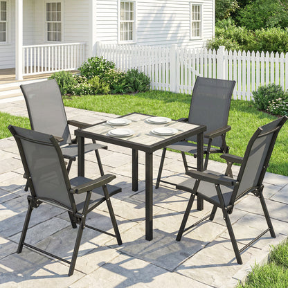 5 Pieces Outdoor Dining Set, Garden Dining Set for 4, Grey