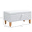 Linen Storage Ottoman Storage Box Footstool with Rubberwood Legs Cream