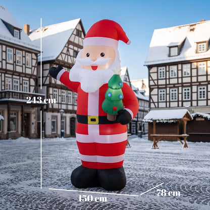 8FT Inflatable Christmas Decoration with Bright LED Light, Red