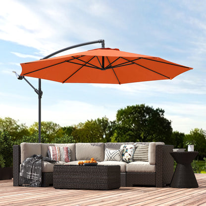 3(m) Garden Banana Parasol Cantilever Umbrella w/ Base, Orange