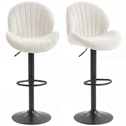 Modern Bar Stools Set of 2, Swivel Counter Height Barstools, Cream