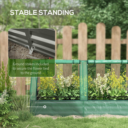 Metal Planter Box with Cover, Raised Garden Bed with Greenhouse, for Herbs and Vegetables, Green and Grey