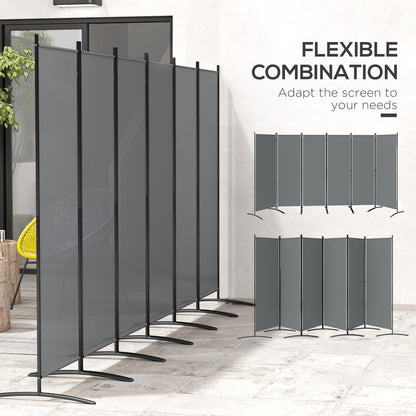 Garden Privacy Screen Foldable 6 Panel Room Divider, Dark Grey