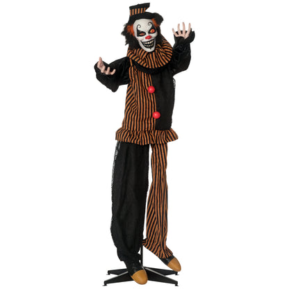 67" Animated Prop Circus Clown, Indoor Outdoor Halloween Decorations