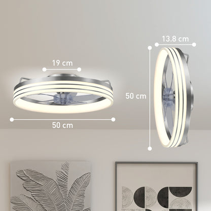 Ceiling Fan with Light and & App Control, 6 Speed, 50 cm, Silver