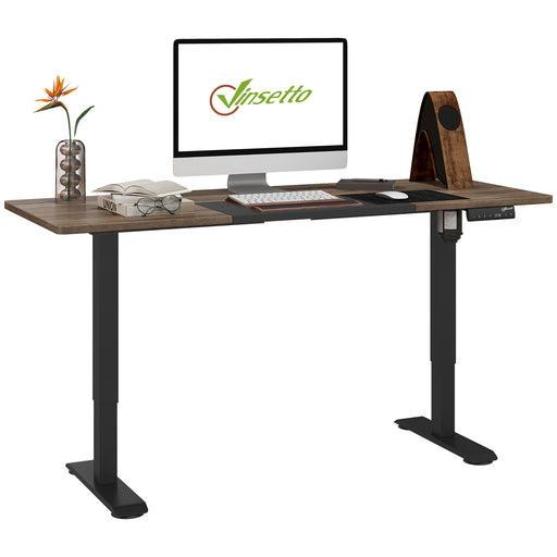 Vinsetto Height Adjustable Electric Standing Desk with 4 Automatic Memory Preset 140cm x 70cm Tabletop Stand Up Desk for Home Office