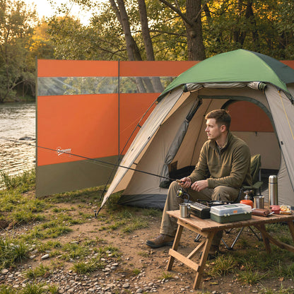 Camping Windbreaks with Clear Windows, 440 x 140cm, Orange