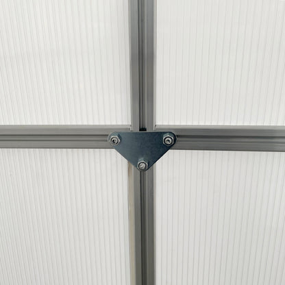 Polycarbonate Walk-in Garden Greenhouse w/ Sliding Door Silver Tone