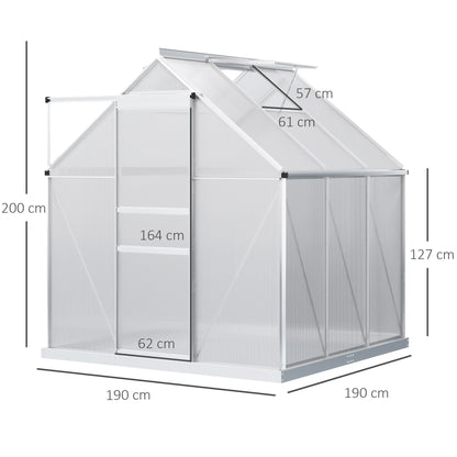 Polycarbonate Walk-in Garden Greenhouse w/ Sliding Door Silver Tone