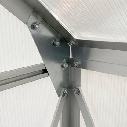 Polycarbonate Walk-in Garden Greenhouse w/ Sliding Door Silver Tone