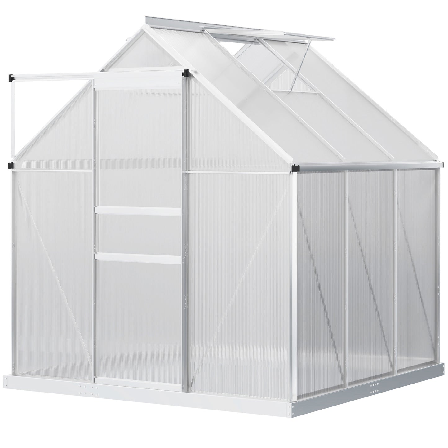 Polycarbonate Walk-in Garden Greenhouse w/ Sliding Door Silver Tone
