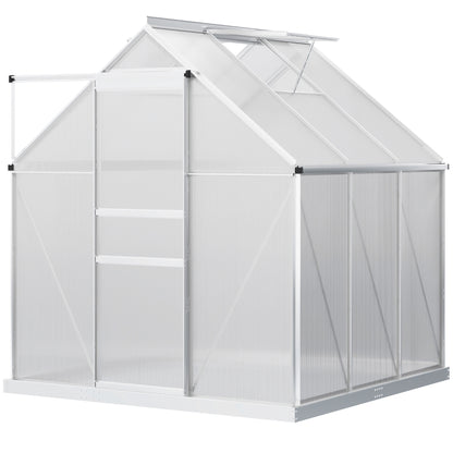 Polycarbonate Walk-in Garden Greenhouse w/ Sliding Door Silver Tone