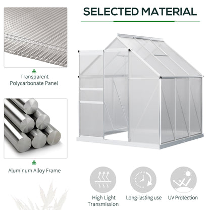 Polycarbonate Walk-in Garden Greenhouse w/ Sliding Door Silver Tone