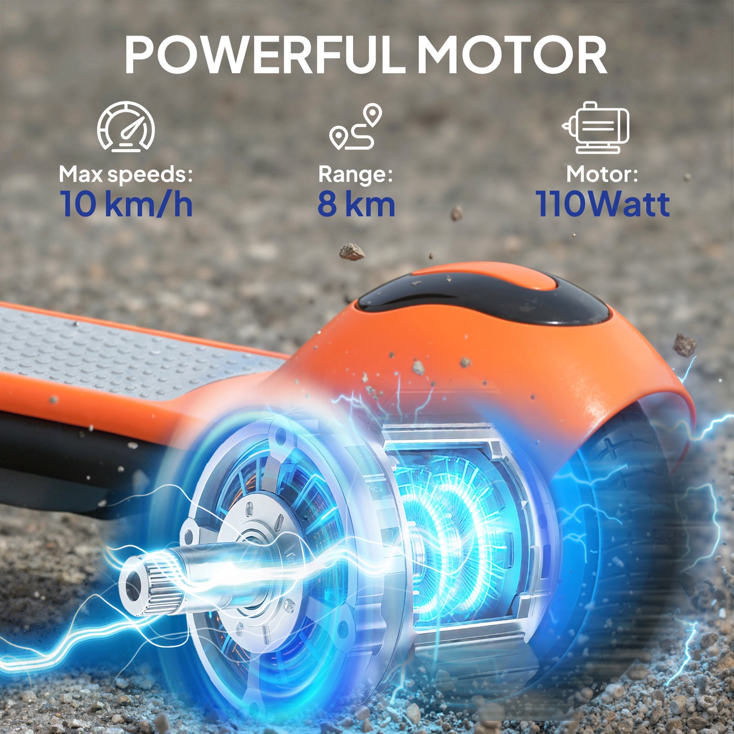 Electric Scooter, Lightweight E Scooter with LED Display, Orange
