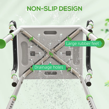 Rust-Free Aluminium Bath Chair with Adjustable Height, Green