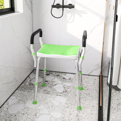 Rust-Free Aluminium Bath Chair with Adjustable Height, Green