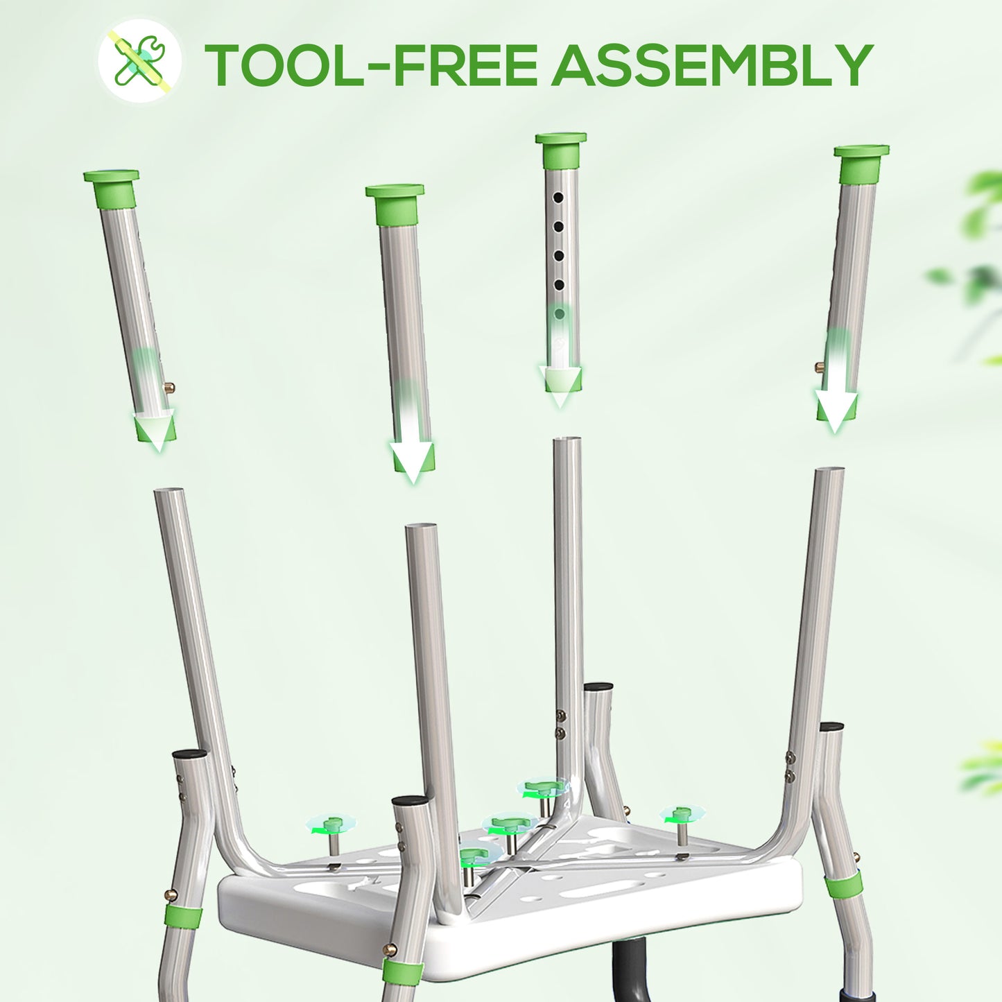 Rust-Free Aluminium Bath Chair with Adjustable Height, Green