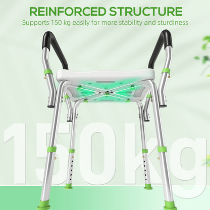 Rust-Free Aluminium Bath Chair with Adjustable Height, Green