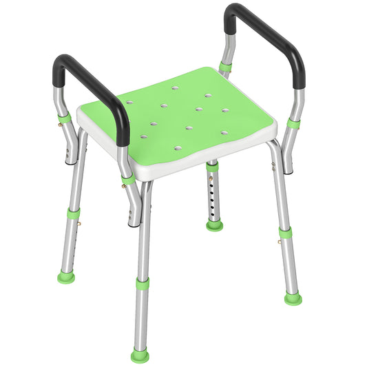 Rust-Free Aluminium Bath Chair with Adjustable Height, Green