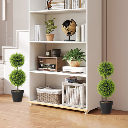 Set of 2 Artificial Topiary Cypress Ball Trees with Pot and Pebbles