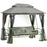 3 Seater Swing Chair Hammock Gazebo Patio Bench Outdoor with Double Tier Canopy, Cushioned Seat, Mesh Sidewalls, Grey