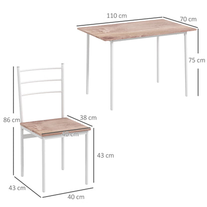 5 Piece Dining Table and Chairs Set, Space Saving, Brown and White
