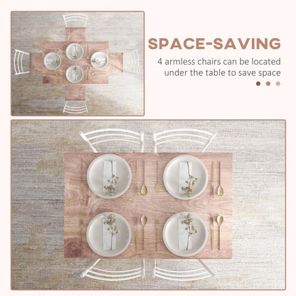 5 Piece Dining Table and Chairs Set, Space Saving, Brown and White