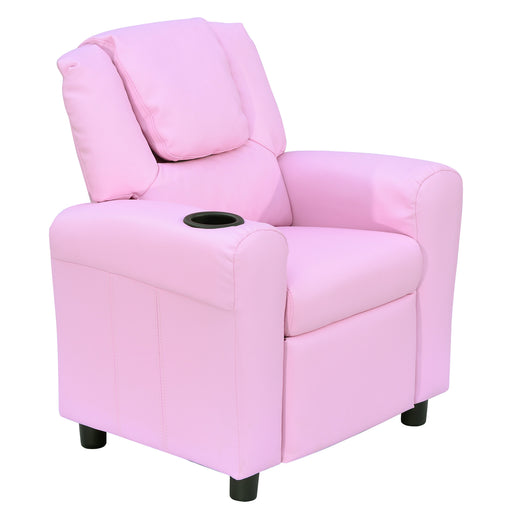 Children Recliner Armchair W/ Cup Holder-Pink