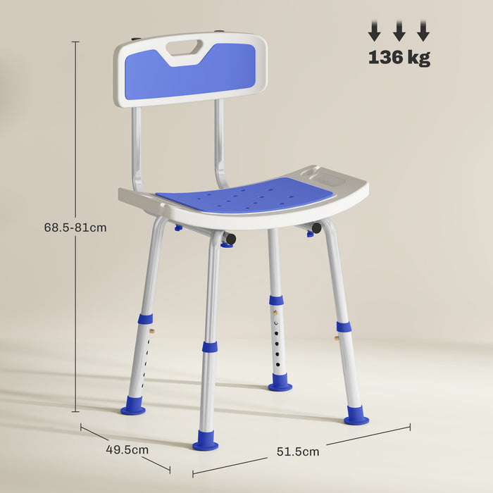 Shower Stool for Elderly Disabled Adjustable Shower Stool Blue