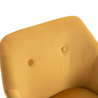 Upholstered Velvet Fabric Bucket Seat Dining Armchair Set of 2 Yellow