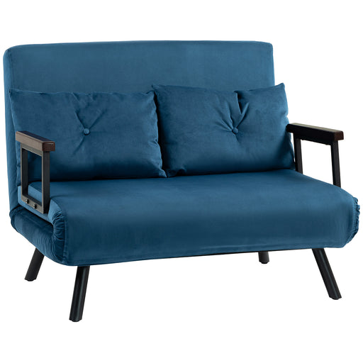 Click Clack 2 Seater Sofa Bed Settee for Living Room, Guest Room, Blue