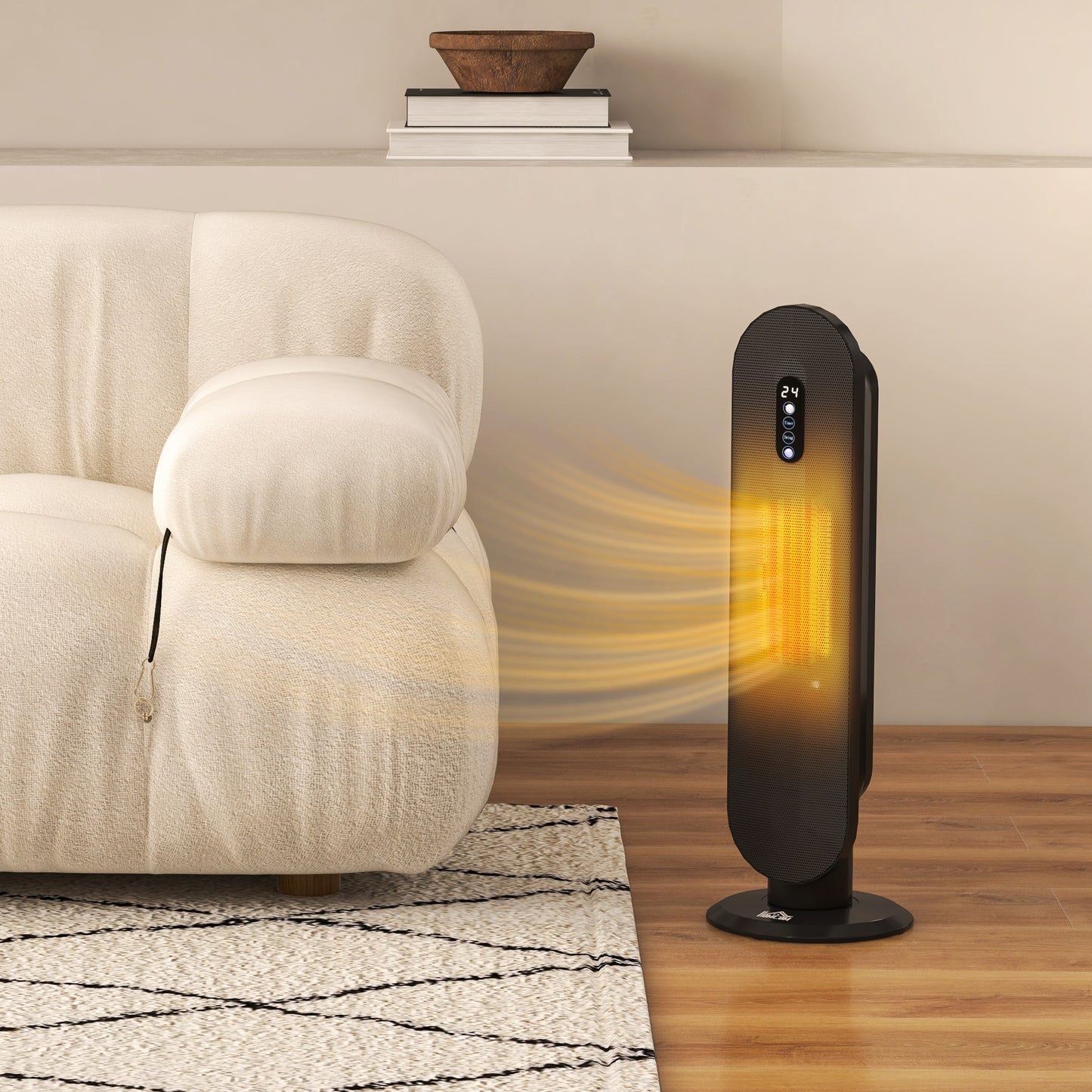Ceramic Space Heater Tower Heater W/ 45 Degree Oscillation, Black