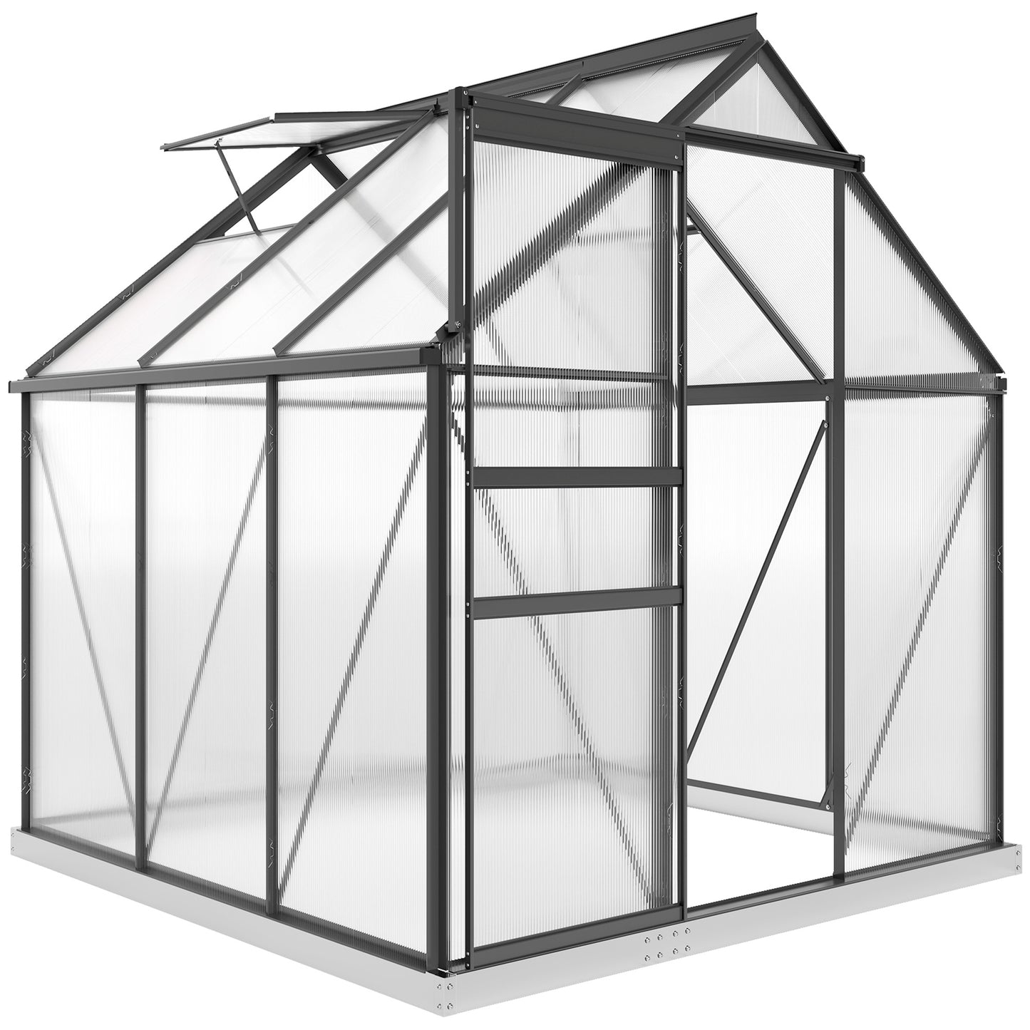 Polycarbonate Walk-in Garden Greenhouse w/ Sliding Door Grey