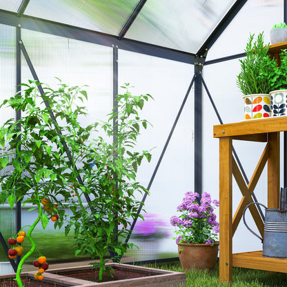 Polycarbonate Walk-in Garden Greenhouse w/ Sliding Door Grey