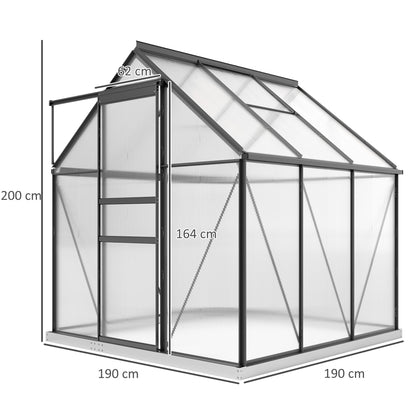 Polycarbonate Walk-in Garden Greenhouse w/ Sliding Door Grey