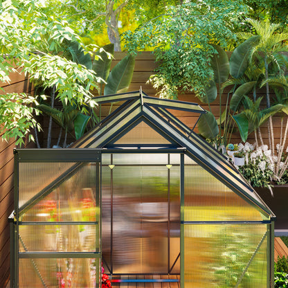Polycarbonate Walk-in Garden Greenhouse w/ Sliding Door Grey