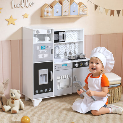Kids Play Kitchen Toy Kitchen with Stove Sounds, Ice & Coffee Maker