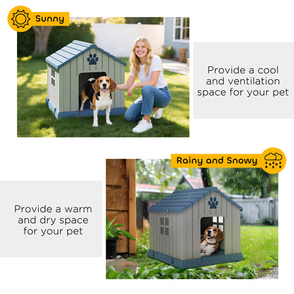 Dog Kennel Outdoor for Medium Dogs, Waterproof Plastic Dog House