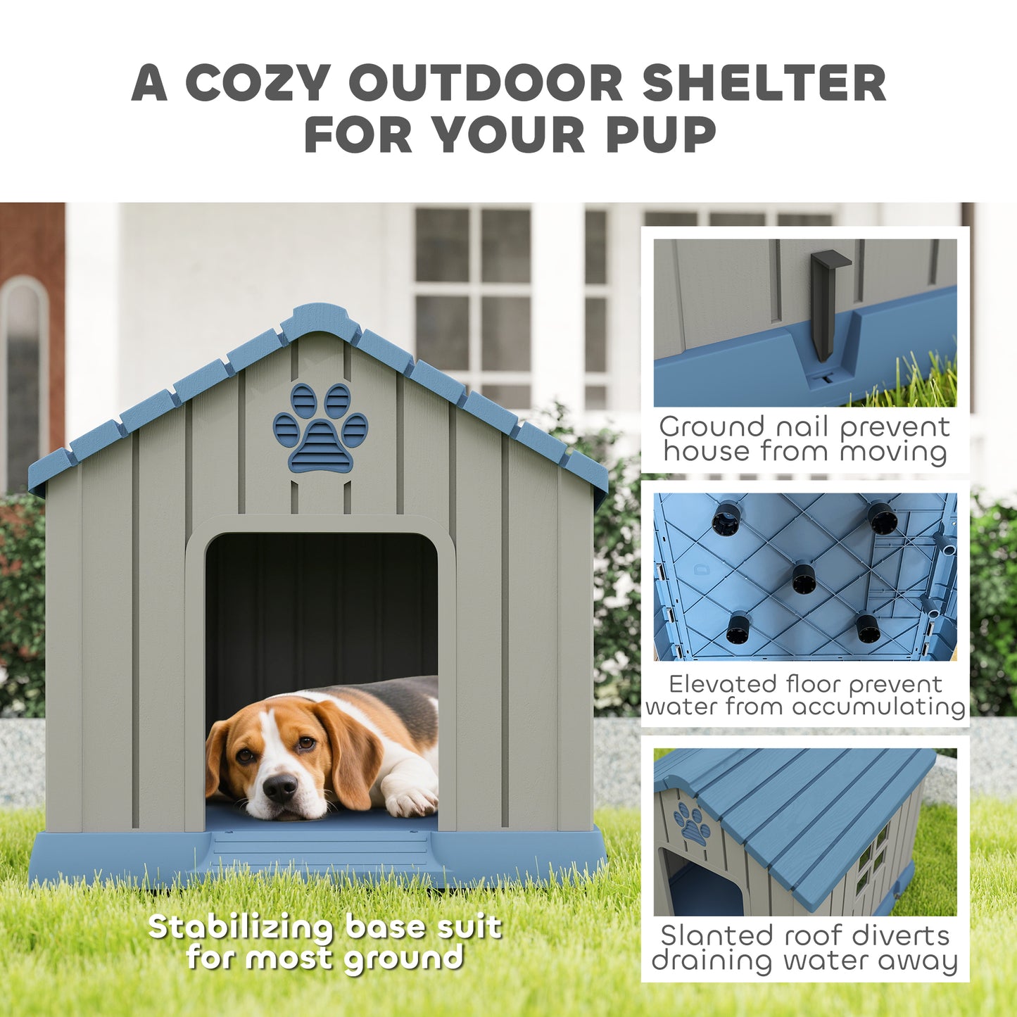 Dog Kennel Outdoor for Medium Dogs, Waterproof Plastic Dog House