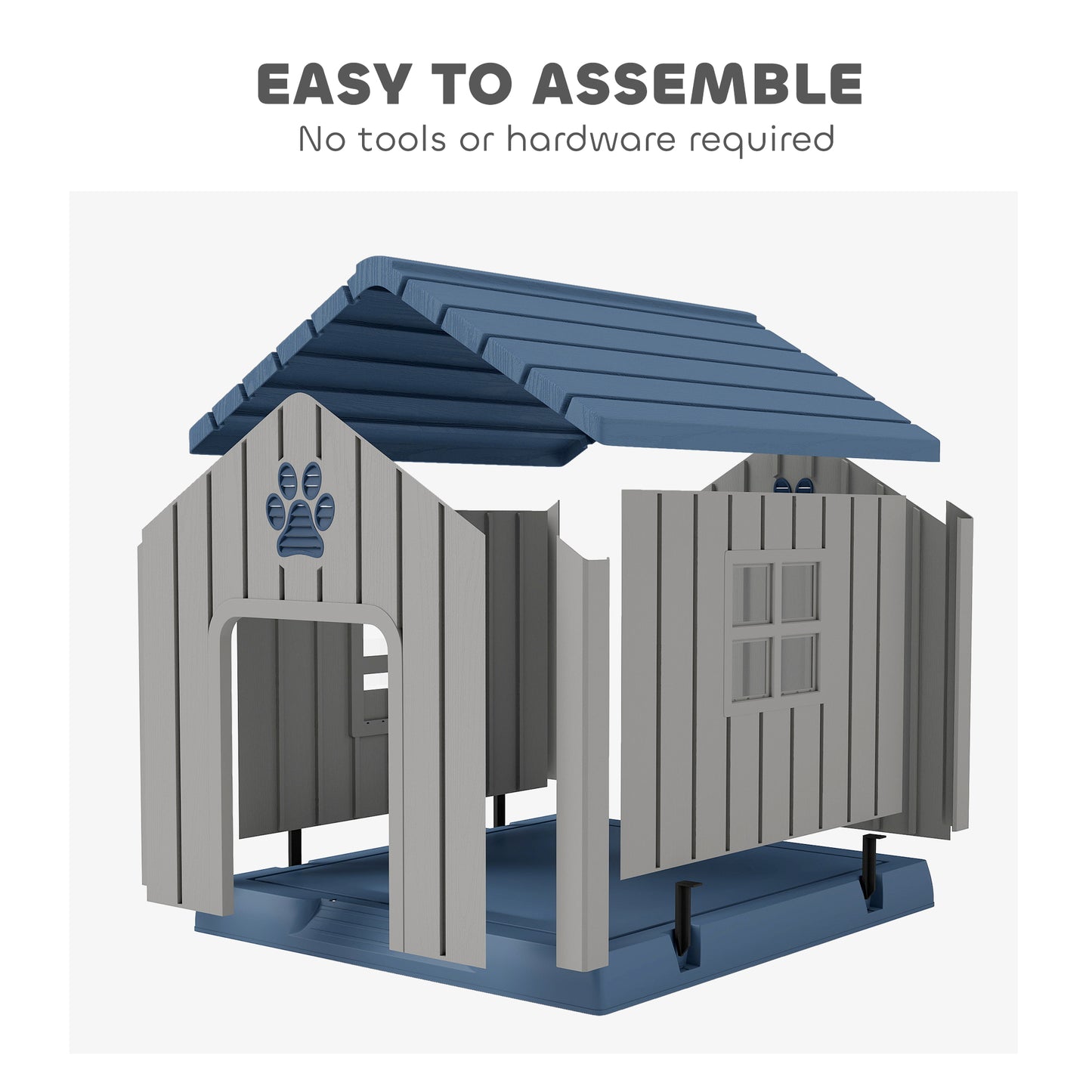 Dog Kennel Outdoor for Medium Dogs, Waterproof Plastic Dog House