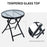 3 Piece Outdoor Rocking Set with 2 Folding Chairs and 1 Tempered Glass Table, Patio Bistro Set for Garden, Deck, Grey