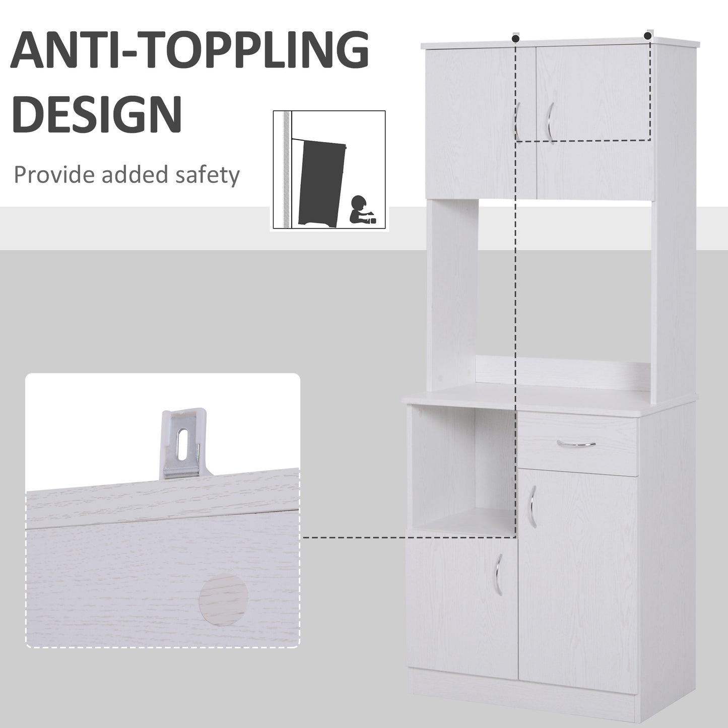 Freestanding Kitchen Cabinet Storage Unit Pantry Cupboard, White