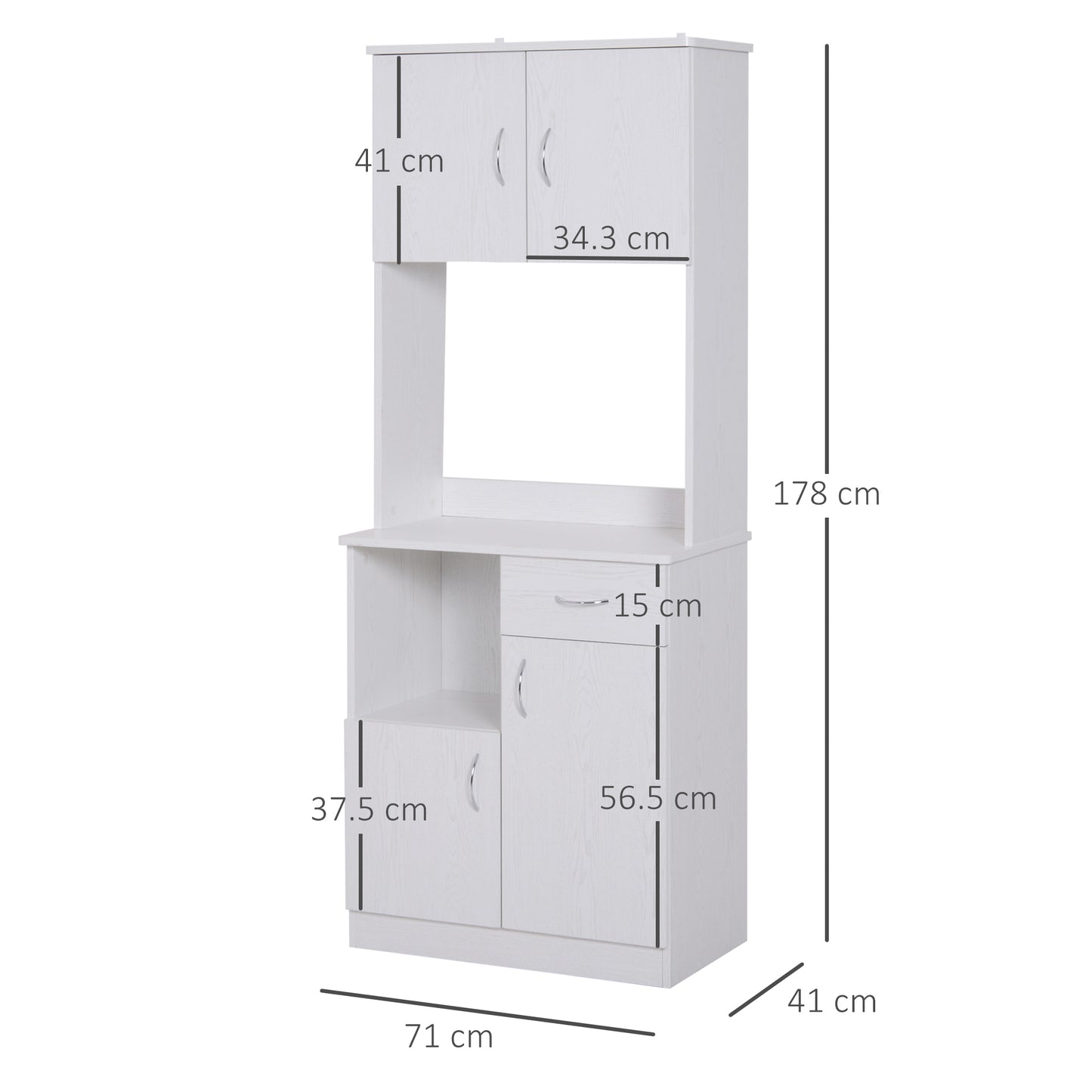 Freestanding Kitchen Cabinet Storage Unit Pantry Cupboard, White