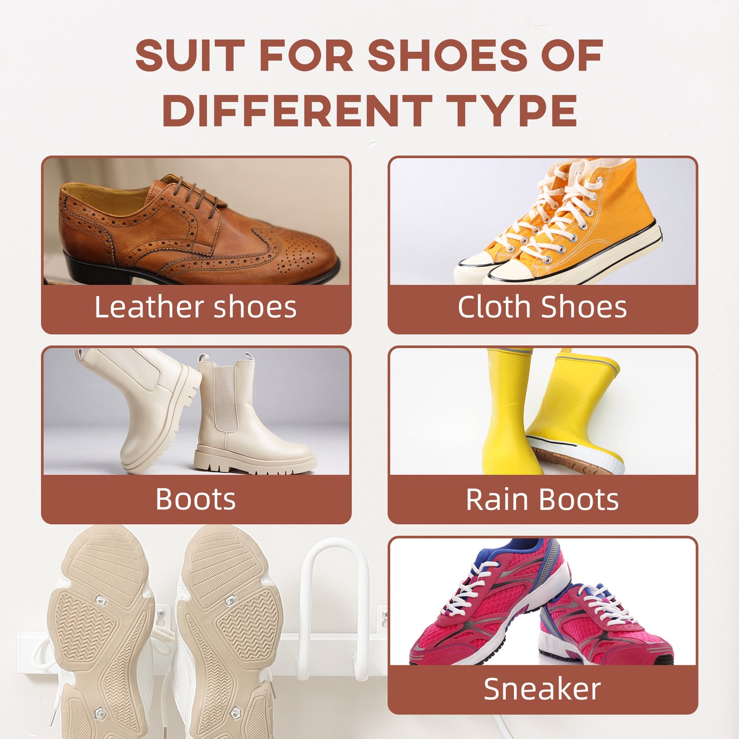 Wall Mounted Electric Shoe Dryer Shoe Warmers for Boots 2 Pairs White