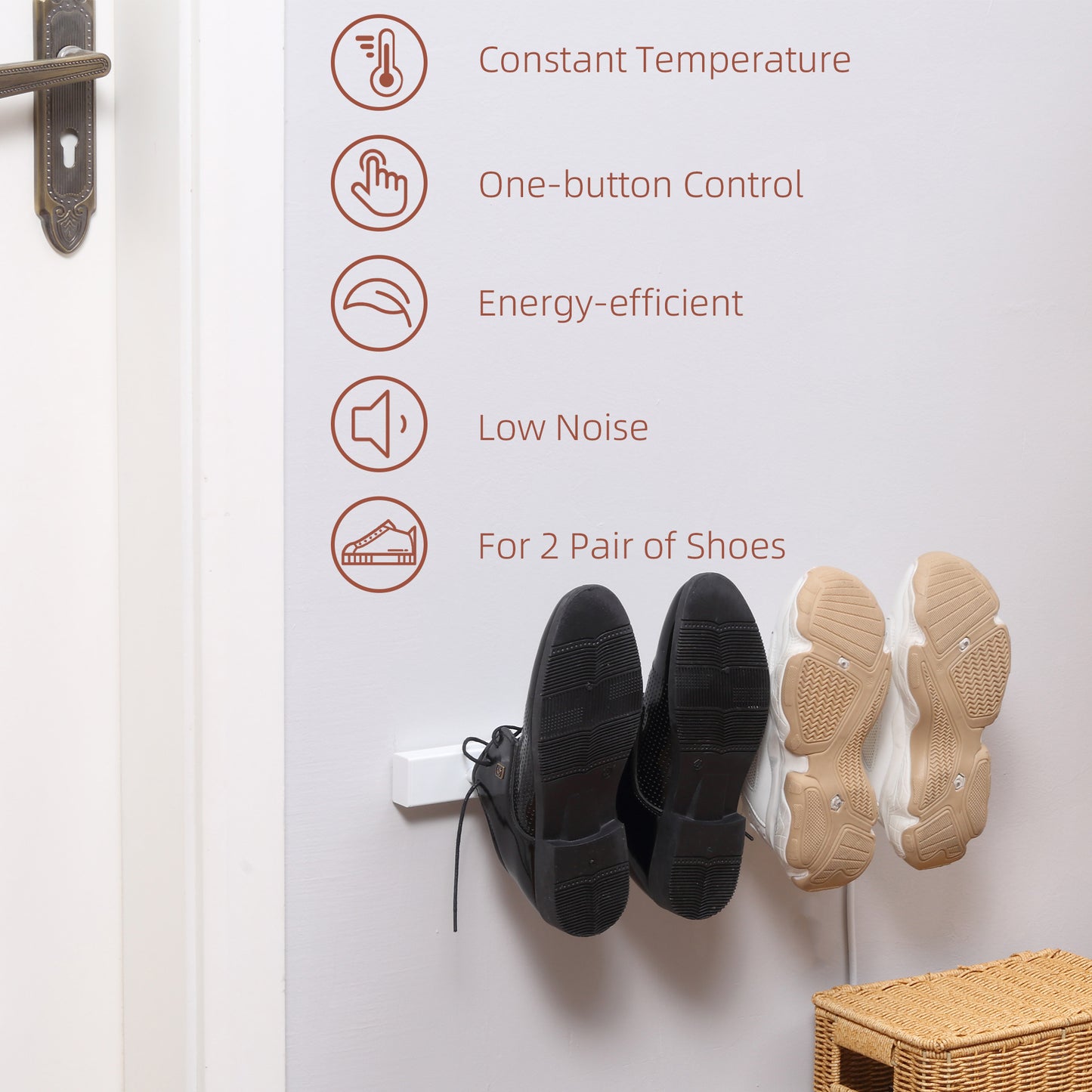 Wall Mounted Electric Shoe Dryer Shoe Warmers for Boots 2 Pairs White