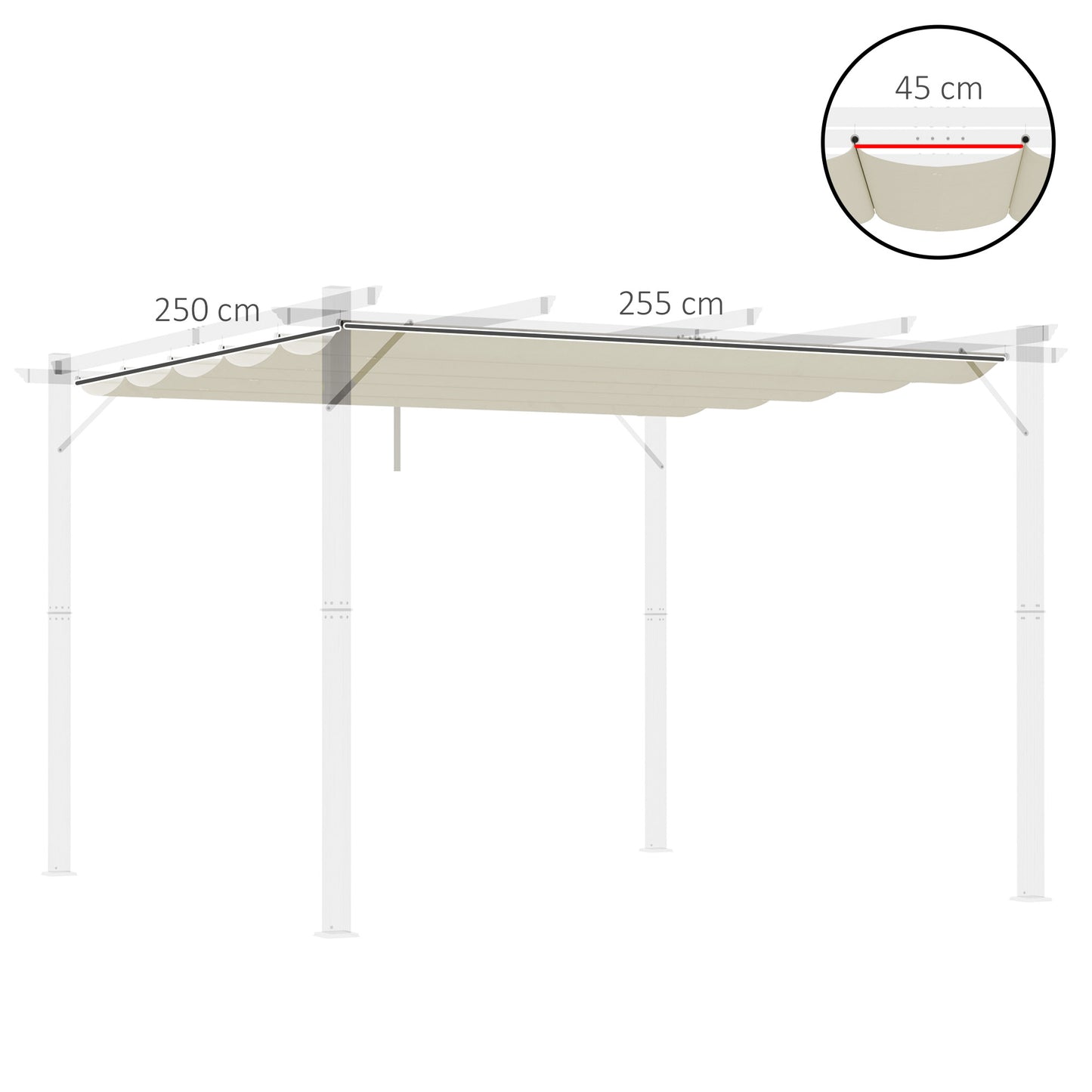 Pergola Shade Cover Replacement Canopy for 3 x 3(m) Pergola, Cream