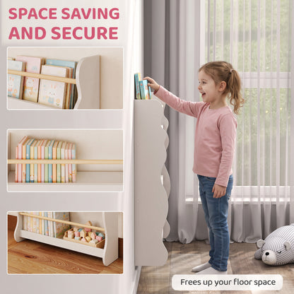 Kids' 3-Tier Wall-Mounted Bookshelf - White
